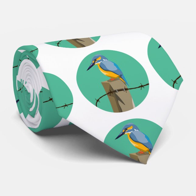 Kotare Kingfisher  Bird Tie (Rolled)