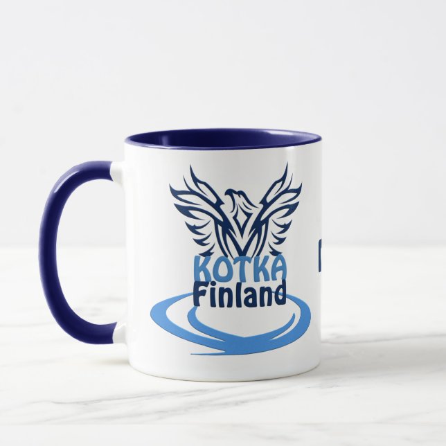 Kotka Finland custom monogram mugs (Left)