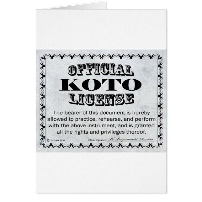 Koto License (Front)