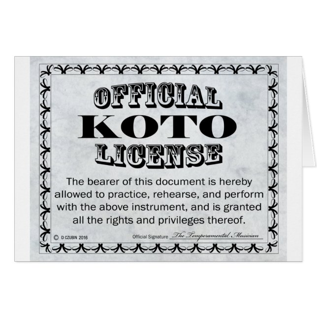 Koto License (Front Horizontal)