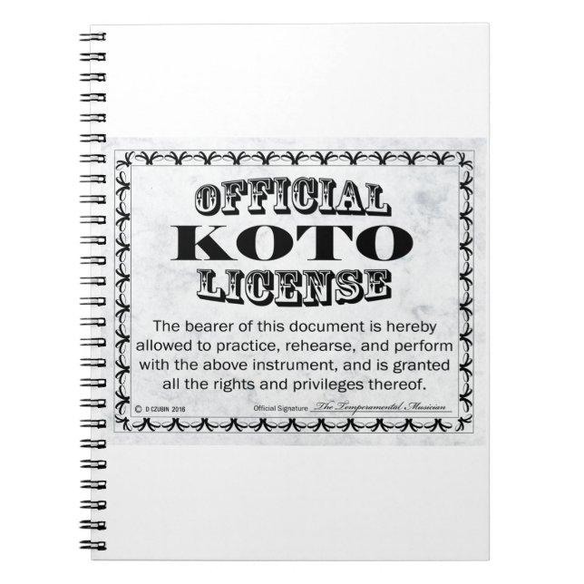 Koto License Notebook (Front)