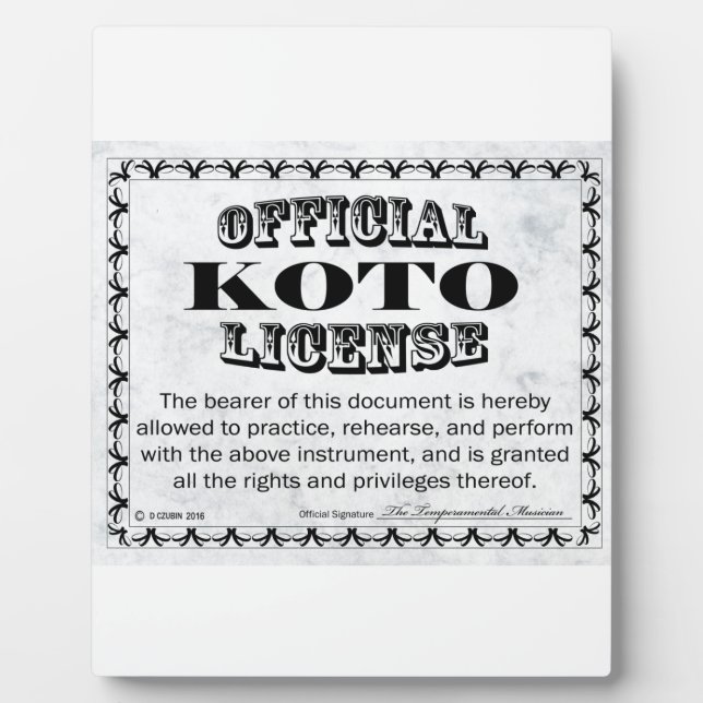 Koto License Plaque (Front)