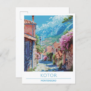 Kotor Montenegro  Art Vintage Travel  Postcard