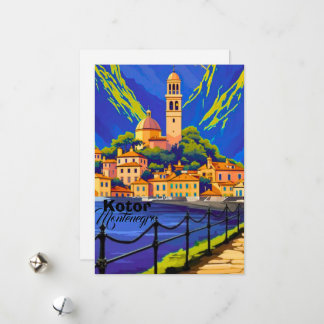 Kotor Montenegro Travel Art Postcard, Kotor Travel Holiday Card