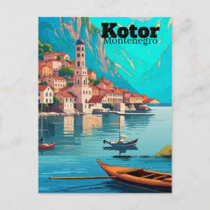 Kotor Montenegro Travel Art Postcard, Kotor Travel Postcard