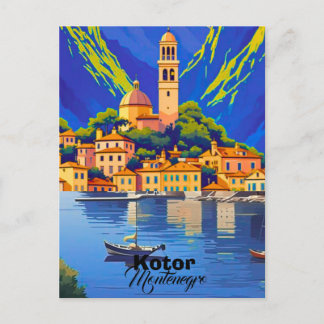 Kotor Montenegro Travel Art Postcard, Kotor Travel Postcard