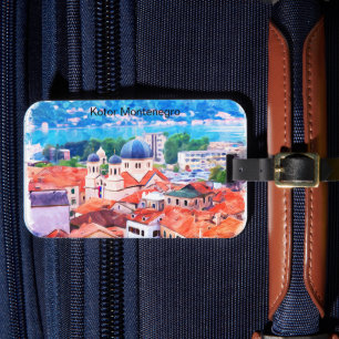 Kotor Montenegro Watercolor Luggage Tag