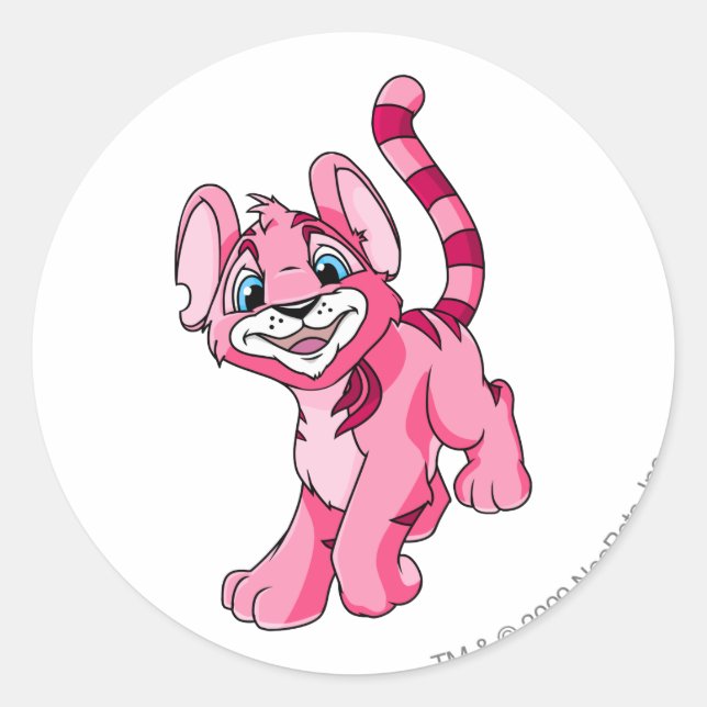 Kougra Pink Classic Round Sticker (Front)