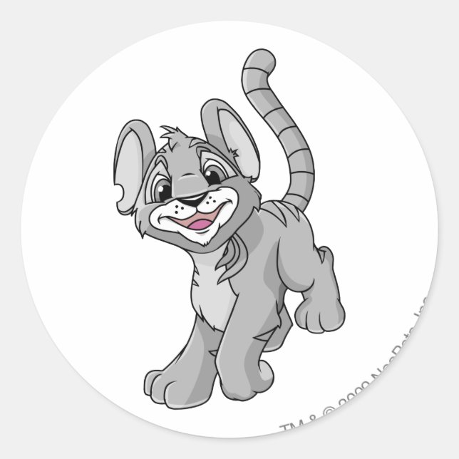 Kougra Silver Classic Round Sticker (Front)