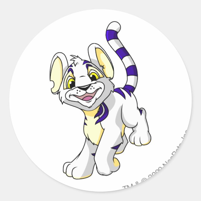 Kougra White Classic Round Sticker (Front)