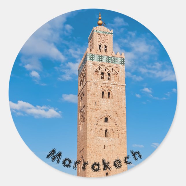 Koutoubia Mosque - Marrakech, Morocco Classic Round Sticker (Front)
