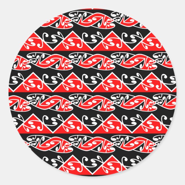 Kowhaiwhai Traditional Maori Koru Pattern Classic Round Sticker (Front)