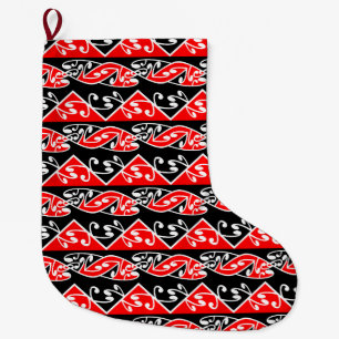 Kowhaiwhai Traditional Maori Koru Pattern Large Christmas Stocking