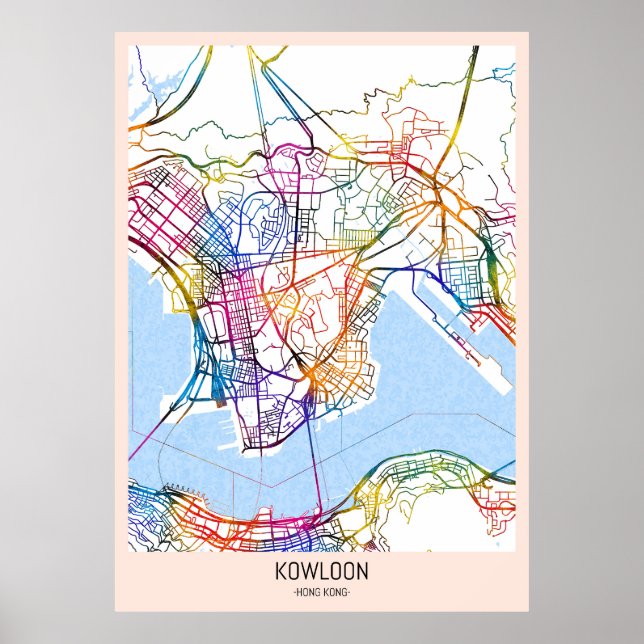 Kowloon Hong Kong City Map Poster (Front)