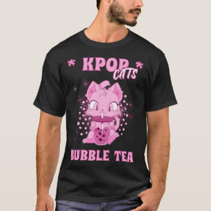 Kpop Cats And Bubble Tea Korean Heart Love K Pop P T-Shirt