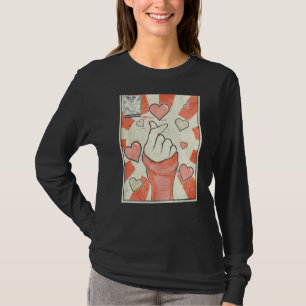 Kpop Finger Heart Korean Pop Music Retro Vintage T-Shirt