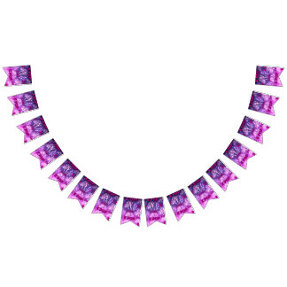 KPOP Fireworks Pattern Purple Pink Typograph Party Bunting