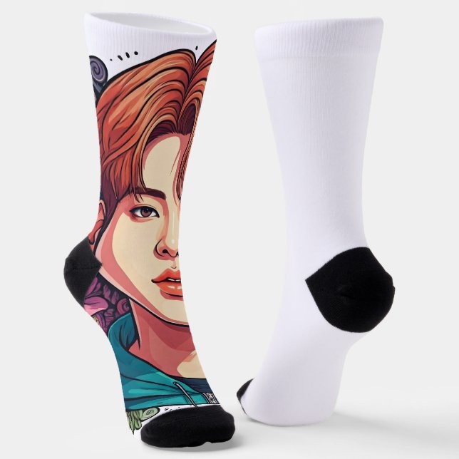 kpop kpopfan kpopfanart kpopidol kpopdrawing kpopi socks (Angled)