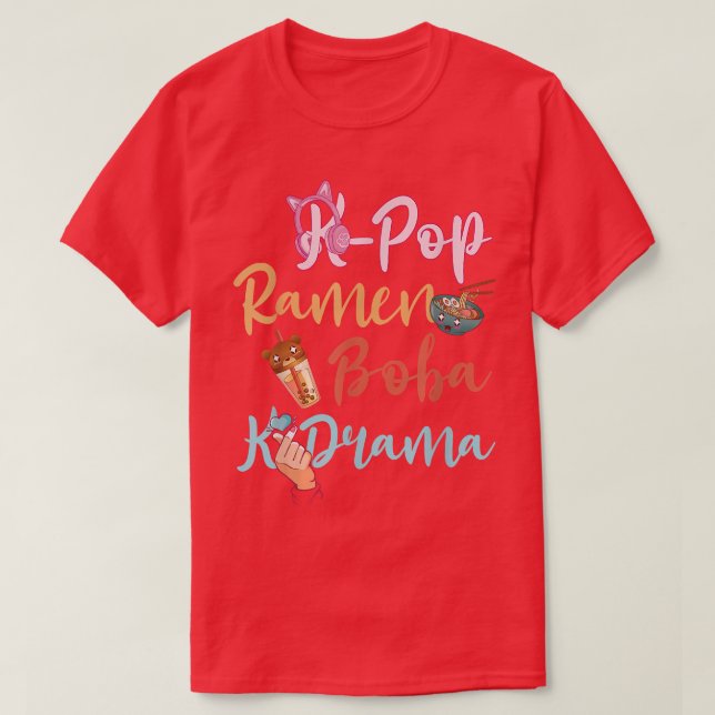 KPop Ramen Boba KDrama Finger Heart Korean Music L T-Shirt (Design Front)