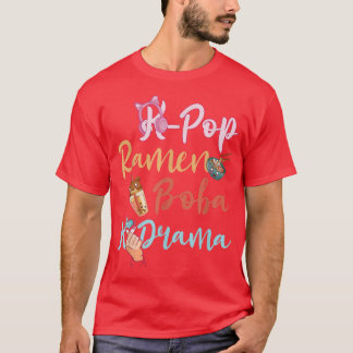 KPop Ramen Boba KDrama Finger Heart Korean Music L T-Shirt
