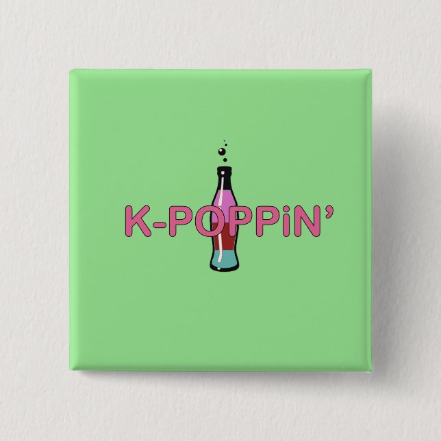 Kpoppin' Green 15 Cm Square Badge (Front)