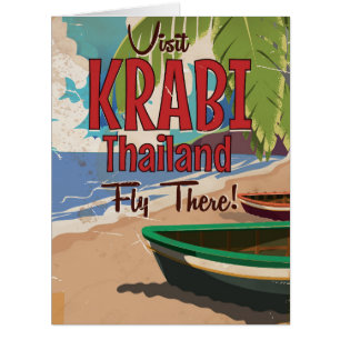Krabi Beach Thailand vintage travel poster