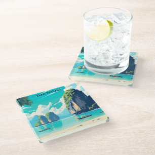 Krabi Thailand Beach Paradise Travel Glass Coaster