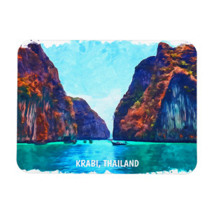 Krabi Thailand Beach Paradise Watercolor Magnet