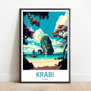 Krabi Travel Print Thailand Wall Art, Krabi Thaila