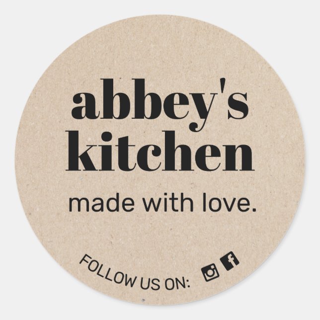 Kraft Add Your Logo Baked Goods Classic Round Sticker (Front)