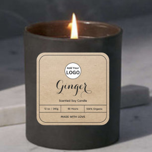 Kraft Add Your Logo Black Border Candle Label