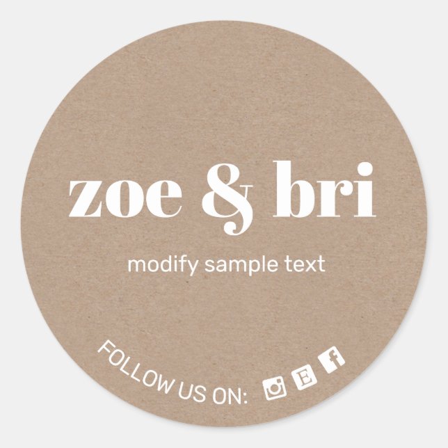 Kraft Add Your Logo Classic Round Sticker (Front)