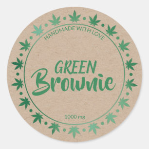 Kraft And Green Brownie Homemade Edibles Label