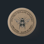 KRAFT APIARY Honey 100% PURE MADE BY BEES  Kraft 3 Cm Round Badge<br><div class="desc">Simulated Kraft Logo with vintage honeybee. Square or Round button. Great for promoting your apiary name and honey products !</div>