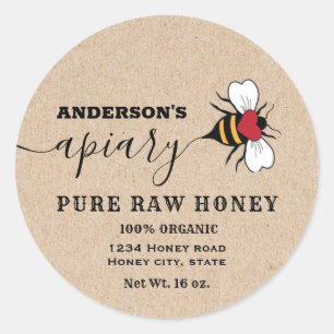 Kraft Bee script apiary honey jar label