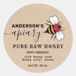Kraft Bee  script apiary honey jar label