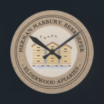 Kraft Beekeeper’s Shop Clock with 3 Beehives<br><div class="desc">Makes a nice gift for your favourite beekeeper. Perfect for hanging in your workshop behind your Farmer’s Market table.</div>