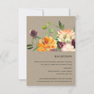 KRAFT BLUSH YELLOW ORANGE FLORAL BUNCH RECEPTION RSVP CARD