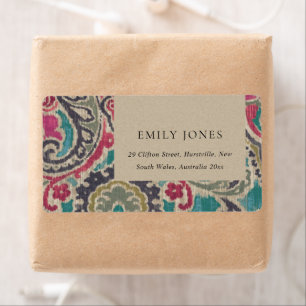 KRAFT BOHO TRIBAL IKAT PINK TEAL ADDRESS WEDDING
