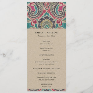 KRAFT BOHO TRIBAL IKATFL WEDDING CEREMONY PROGRAM