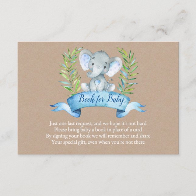 Kraft Boy Rustic Elephant Books for Baby Insert (Front)