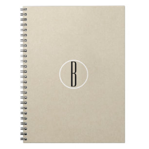 Kraft Brown Chic Monogram Letter Initial Rustic Notebook