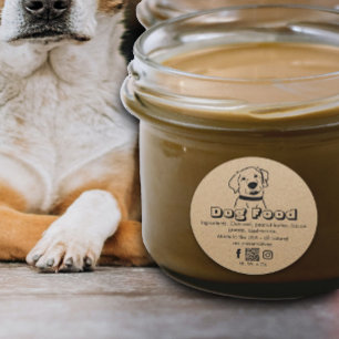 kraft brown paper homemade dog treats pet food classic round sticker