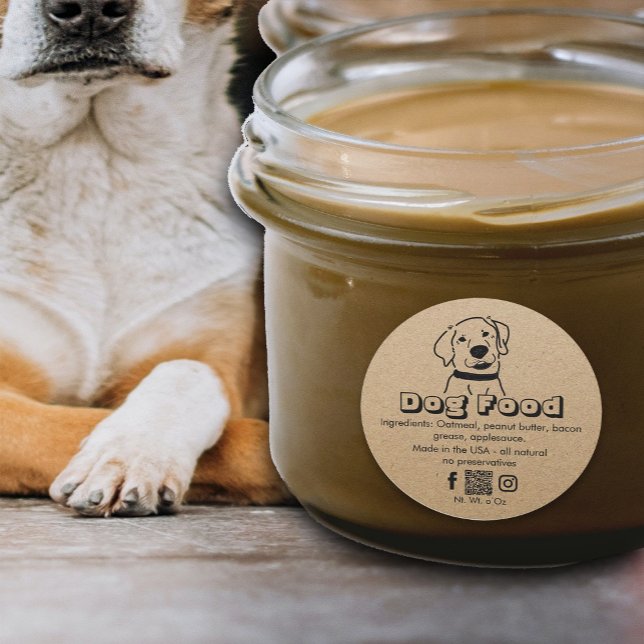 kraft brown paper homemade dog treats pet food classic round sticker (Creator Uploaded)