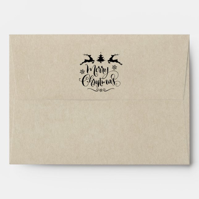 Kraft Brown Rustic Country Christmas Reindeer Envelope (Back (Top Flap))
