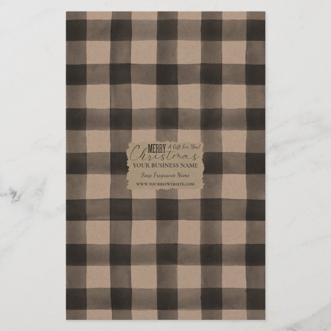 Kraft Buffalo Check Soap Wrap Paper Sheet - Satin (Front)