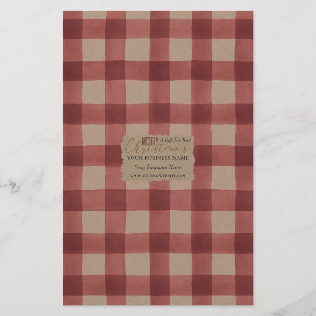 Kraft Buffalo Check Soap Wrap Paper Sheet - Satin (Front)