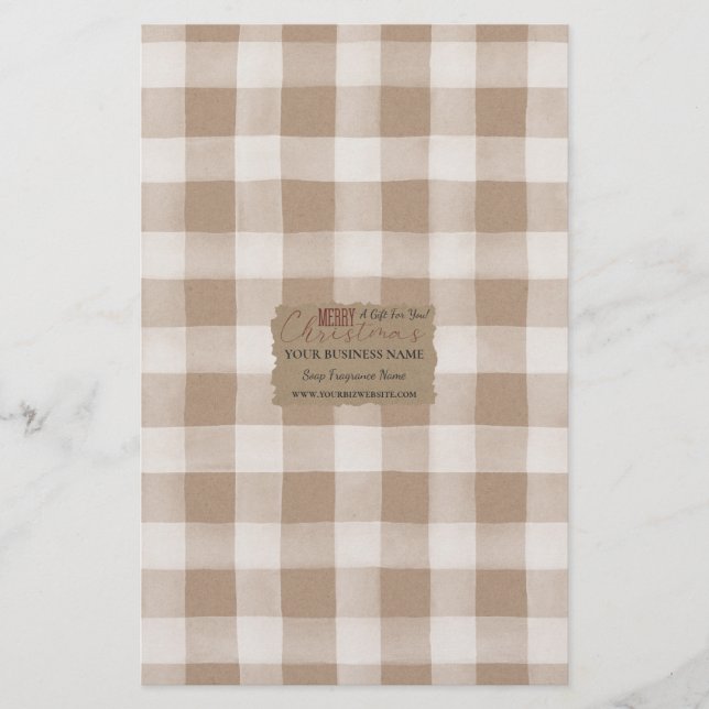 Kraft Buffalo Check Soap Wrap Paper Sheet - Satin (Front)
