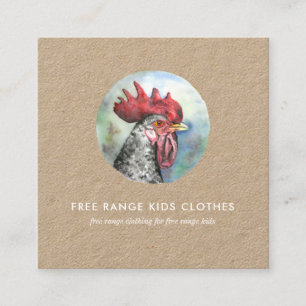 Kraft Business Card Rooster Illustration