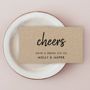 Kraft Cheers   Rustic Wedding Drink Voucher Card